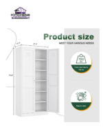 Metal white storage cabinet with adjustable interior shelves
