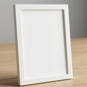 Modern white wooden picture frame with acrylic glass