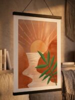 Solid pine wood black poster hanger for artwork
