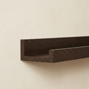28 inch dark oak picture ledge for home décor