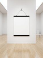Minimalist black wooden hanger for posters and artwork